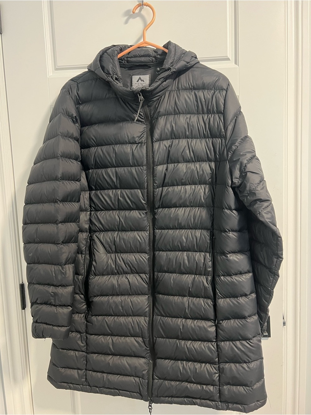 Long Black Quilted Puffer Coat with Hood
